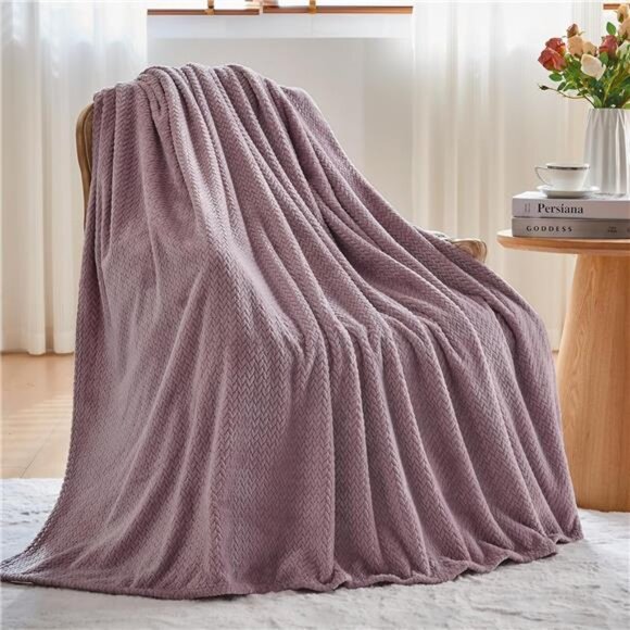 Super Soft Throw Blanket Light Purple Premium Silky Flannel Fleece - Picture 4 of 7